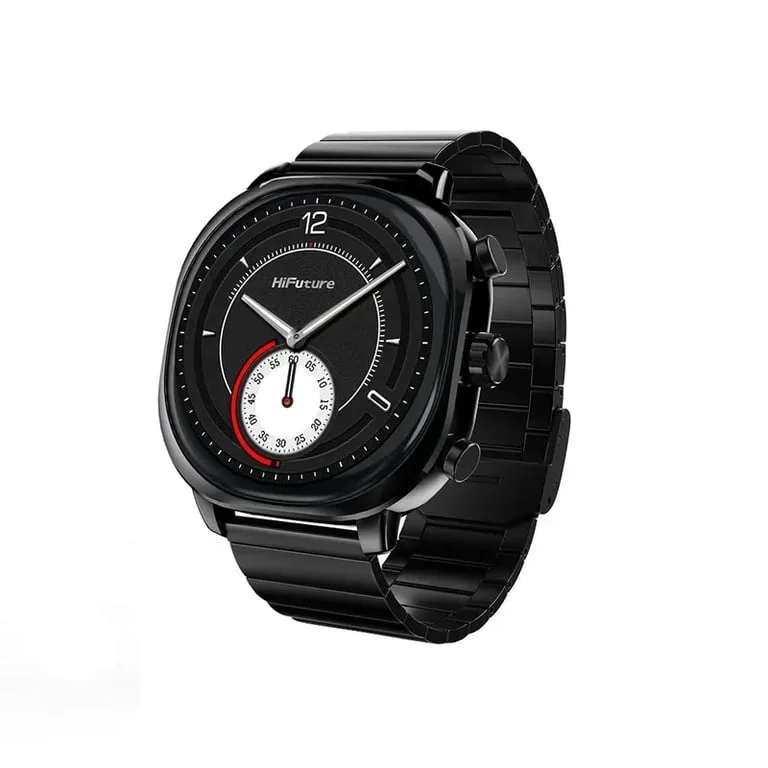 HiFuture AIX  Black, 1.43"AMOLED, 466*466, Powered by Dual Core & Syntra AI, Bluetooth Call, 1ATM Waterproof, Sixth Generation Health Sensor, Stainless Steel, Up to 10 days daily use