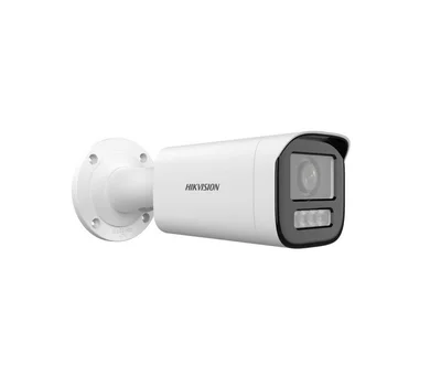 HikVision 2 MP Dual Light MD 2.0 Varifocal Bullet Network Camera, 2.8~12 mm motorized varifocal lens, F1.6, IR, White Light up to 50m, H.265+, IP67, built-in microphone, built-in memory card slot (up to 512GB), 12Vdc/PoE 12.9W