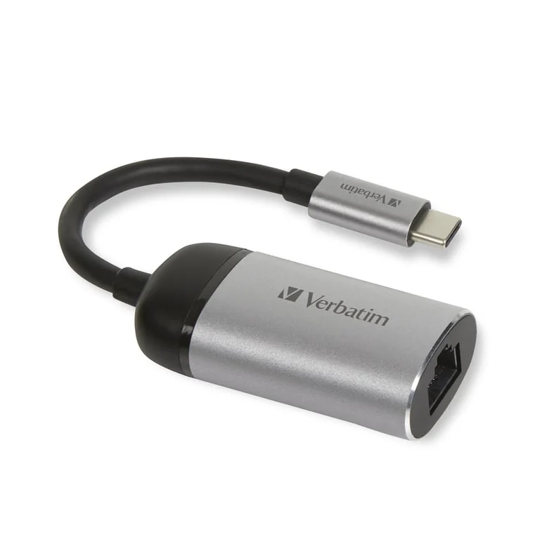 Адаптер USB-C към Gigabit Ethernet Verbatim 10 см, сребрист