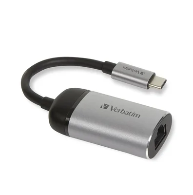 Адаптер USB-C към Gigabit Ethernet Verbatim 10 см, сребрист