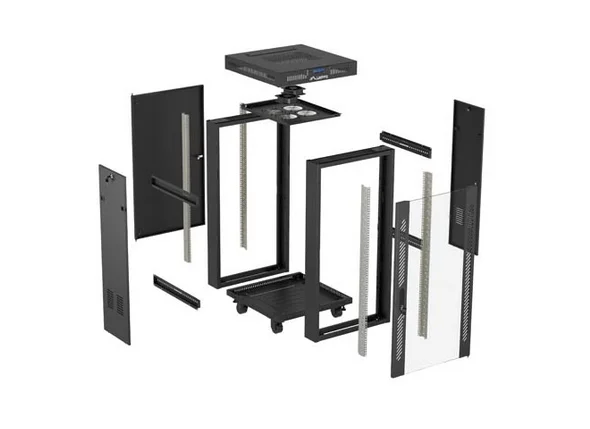 Lanberg Rack Cabinet 19" Free-Standing 24U/600X600 (FlAT Pack) With Glass Door LCD Black V2
