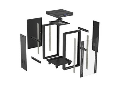 Lanberg Rack Cabinet 19" Free-Standing 24U/600X600 (FlAT Pack) With Glass Door LCD Black V2