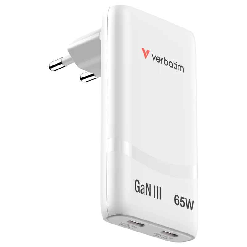 Verbatim Fold 'n' Go GaN Charger 65W EU plug White
