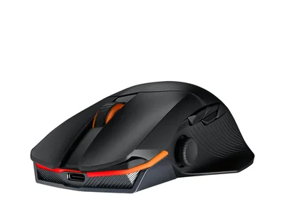 Asus ROG Chakram X Origin Gaming Mouse, Tri-mode connectivity (2.4GHz RF, Bluetooth, Wired), 36000 DPI sensor, 11 programmable buttons, Detachable joystick, Paracord cable, Black
