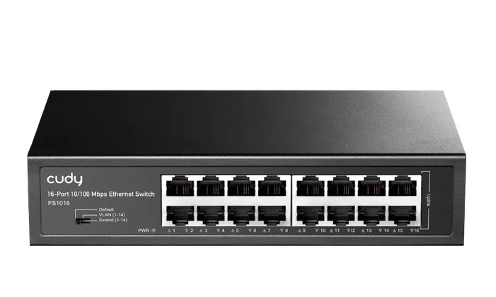 Cudy FS1016 16-Port 10/100 Mbps Metal Switch, 16 10/100 Mbps RJ45 Ports, Rack-mountable Steel Case