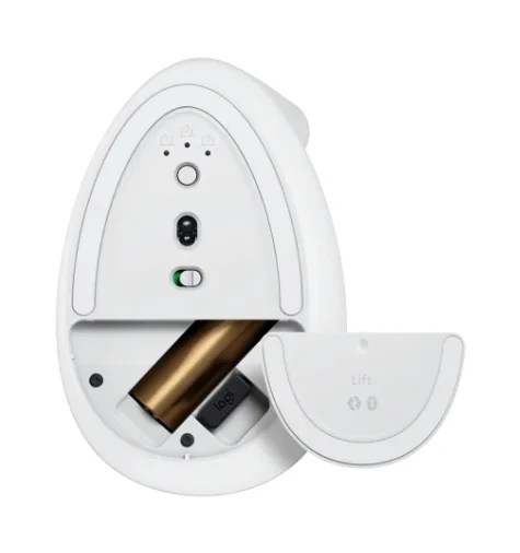 Безжична вертикална мишка Logitech Lift, Bluetooth, ергономична, бяло/пастелно сиво