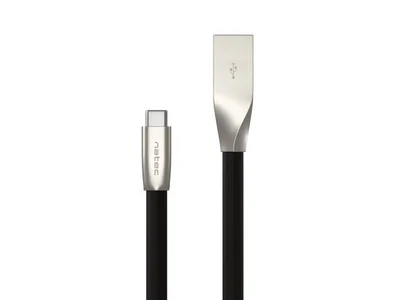 USB кабел NATEC USB-C (M) към USB-A (M) 2.0 1m черен метал