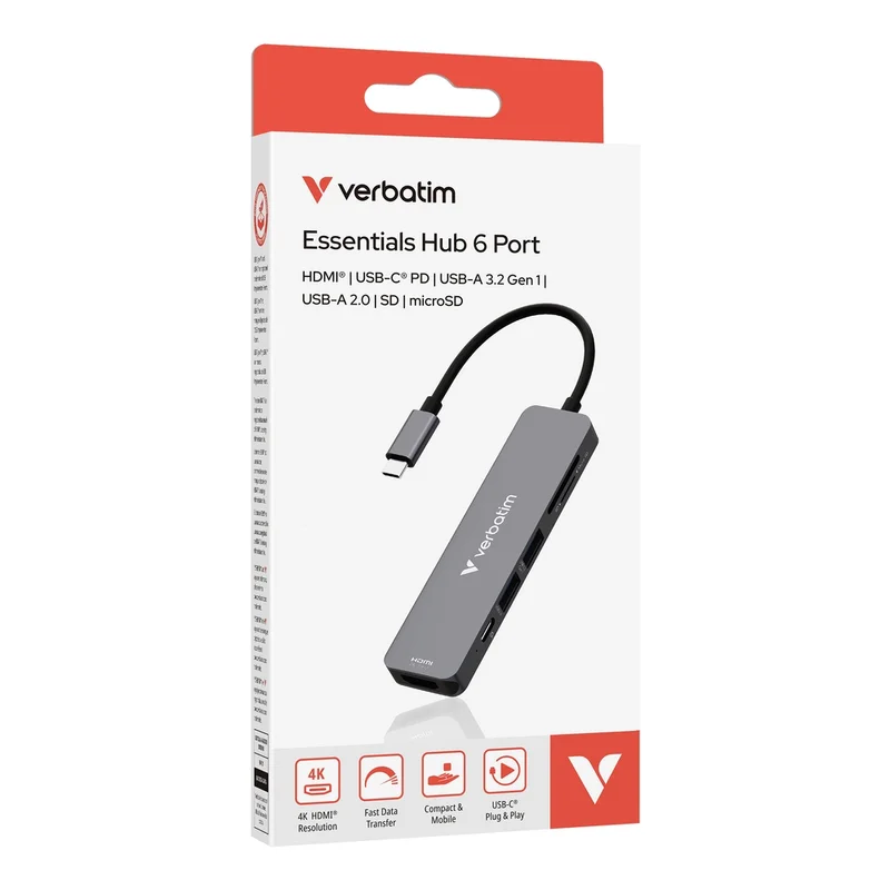 Verbatim USB-C Essentials Multiport Hub 6 Port with card reader