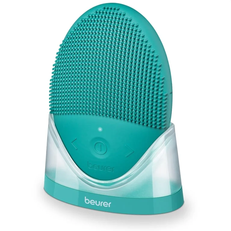Beurer FC 52 Laguna silicone facial brush, 2-in-1 function - deep-pore cleansing & gently massage, Vibration technology, 15 intensities, Water-resistant, USB-C charging cable