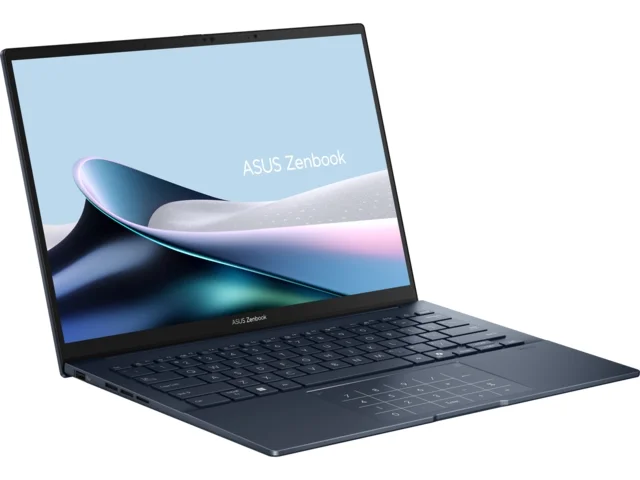 Asus Zenbook UX3405CA-ST1098W,Intel Ultra 7 255H 2.0 GHz (24MB Cache, up to 5.1 GHz, 16 cores, 16 Threads), 14.0 OLED WQXGA+(WQ+) 2880X1800 16:10 Bend+500nits Glare , 120 Hz, LPDDR5X 16GB ( on board ),1TB  SSD G4, Windows 11 , Ponder Blue