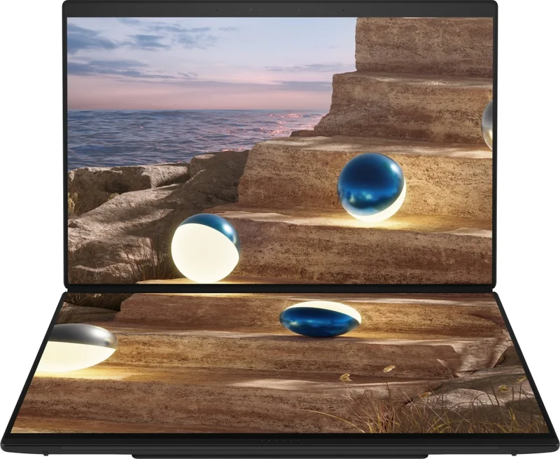 Asus ZenBook Duo 14 UX8407AA-SN130X, Screen Pad Plus, INTEL Ultra 9  PTL U9-H484 (16C) 14" OLED, WQXGA+ ( 2880X1800 ) 16:10Touch, 32GB, 2TB SSD, Soft Keyboard, Windows 11 Pro,Moher Gray, Sleeve