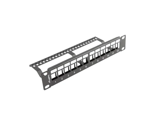 Lanberg patch panel blank 12 port 1U with organizer for keystone modules black