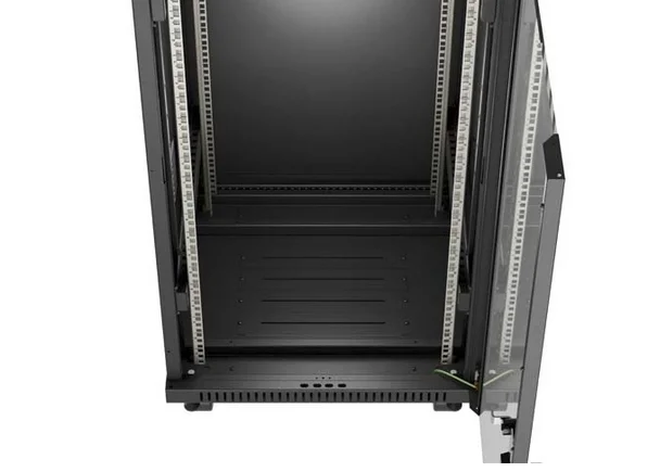 Lanberg Rack Cabinet 19" Free-Standing 22U/600X600 (FlAT Pack) With Glass Door LCD Black V2