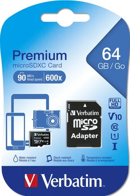 Verbatim Premium micro SDXC 64GB Class 10 (Incl. Adaptor)
