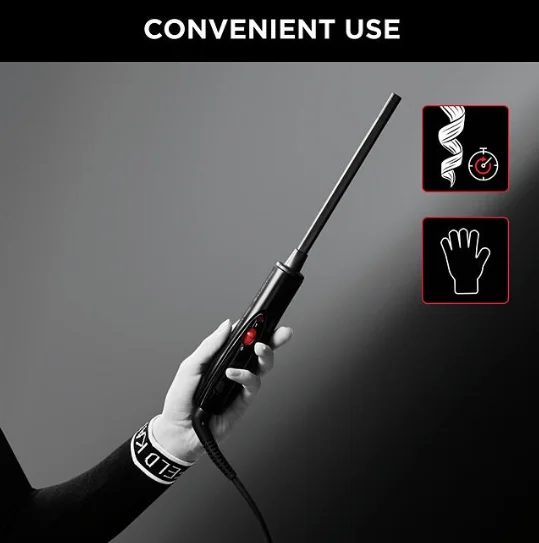 Маша за коса Rowenta CF311LF0 Chopsticks Curls Forever KL, 10 мм, Keratin & Shine покритие, 180°C, йонизираща функция, 30 сек. загряване, черна