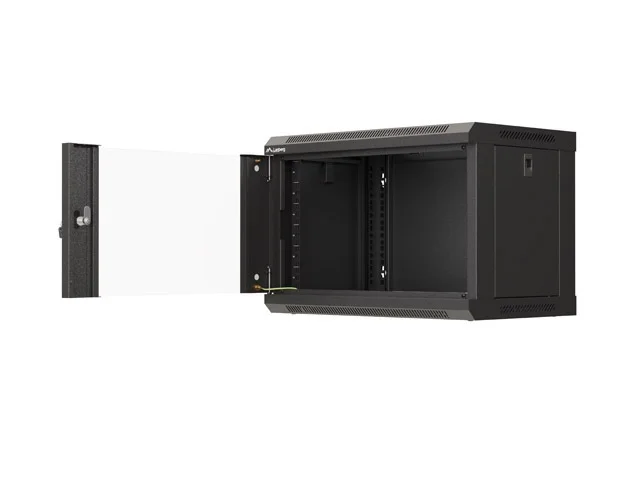 Lanberg rack cabinet 19" wall-mount 6U/540x350 (flat pack) with glass door black