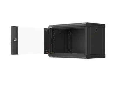 Lanberg rack cabinet 19" wall-mount 6U/540x350 (flat pack) with glass door black