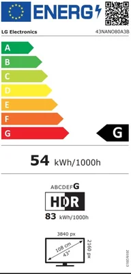 LG 43NANO80A3B, 43" 4K HDR Smart Nano Cell TV, 3840x2160, DVB-T2/C/S2, AI Alpha 7, HDR 10 PRO, webOS 25, ThinQ AI, VRR, ALLM, HGiG, WiFi, Clear Voice, AI Upscaling, Bluetooth, Hdmi e-ARC , CI, LAN, AirPlay2, Chromecast, 2 Pole stand, Black