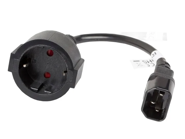 Захранващ удължителен кабел Lanberg – IEC 320 C14 към Schuko (F), 0.2m, черен