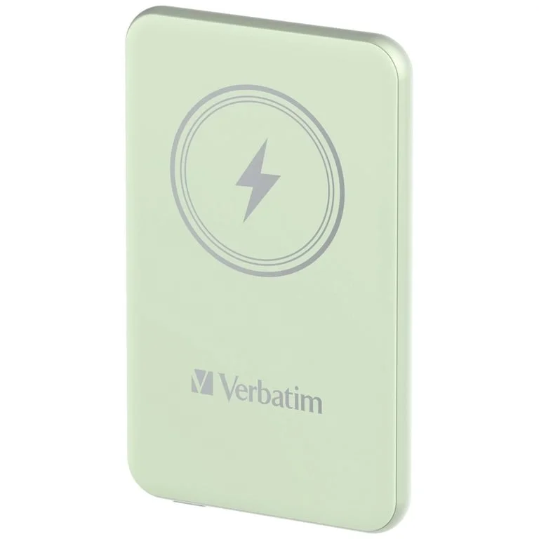 Външна батерия Verbatim MCP-5GN 5000 mAh, USB-C PD 20W, магнитно безжично зареждане 15W, зелена