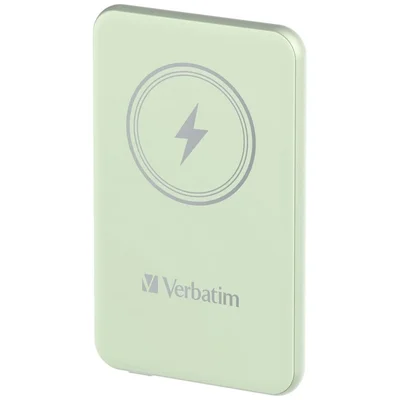 Външна батерия Verbatim MCP-5GN 5000 mAh, USB-C PD 20W, магнитно безжично зареждане 15W, зелена
