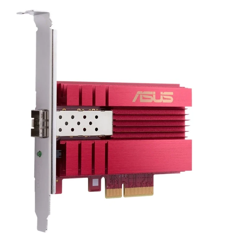 Мрежов адаптер ASUS XG-C100F SFP+ 10Gbps PCIe за оптичен трансфер и DAC, QoS