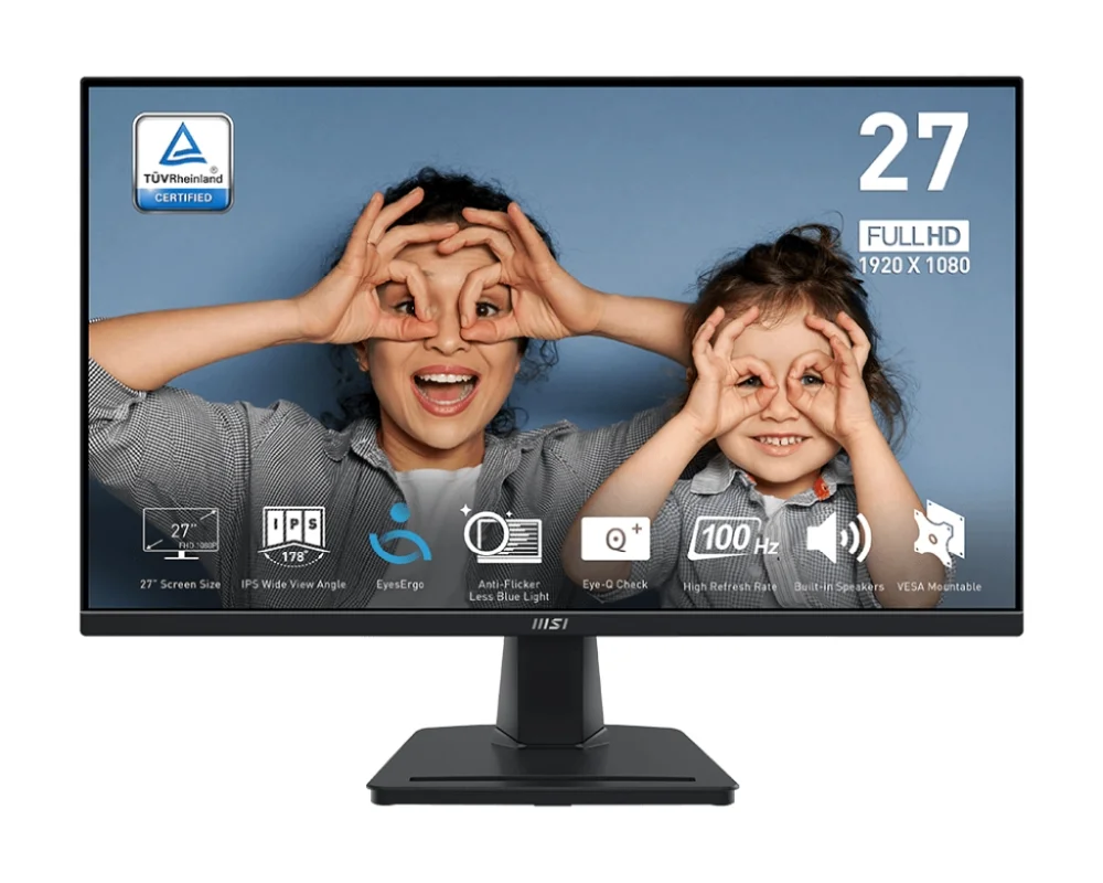 MSI PRO MP275, 27", IPS, 100Hz, 1920x1080 FHD, 1ms MPRT, 4ms GTG, 300 cd/m2, 93% (CIE 1976), Anti-glare, EyesErgo, MSI EYE CARE, HDMI, D-Sub, Speakers 2x 2W, Tilt, 1x Line-in, 1x Headphone-out, VESA, 9S6-3PC3CM-002+TRUST GXT 404R Rana Gaming Headset
