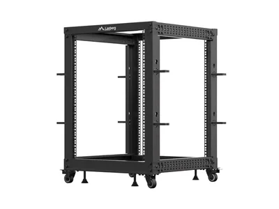 Lanberg open rack 19" 15U 600x600-1100 adjustable, black