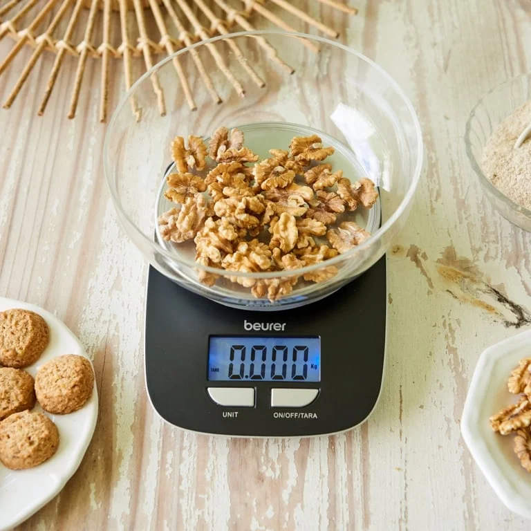 Кухненска везна Beurer KS 25 с купа 1.2 л, капацитет 3 kg, точност 1 g, сивa