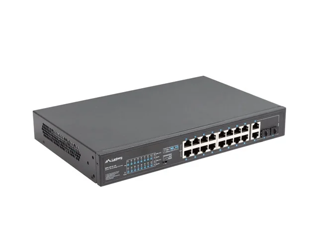 Суич Lanberg 16x 100Base-T PoE+/2x SFP Rack 19" unmanaged, 250W