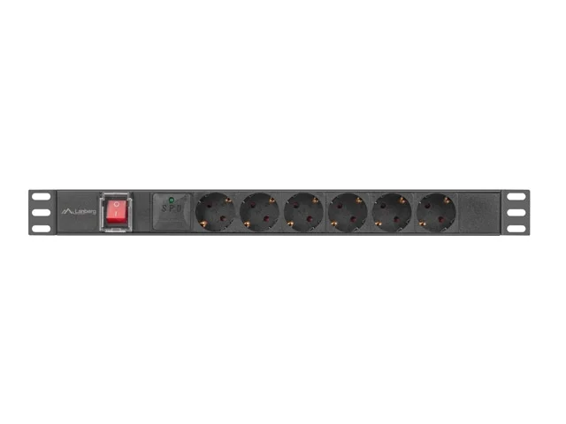 Lanberg power distribution unit (pdu) 19" 1U 16a 2m 6x schuko outlets black