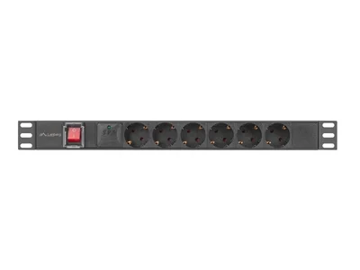 Lanberg power distribution unit (pdu) 19" 1U 16a 2m 6x schuko outlets black
