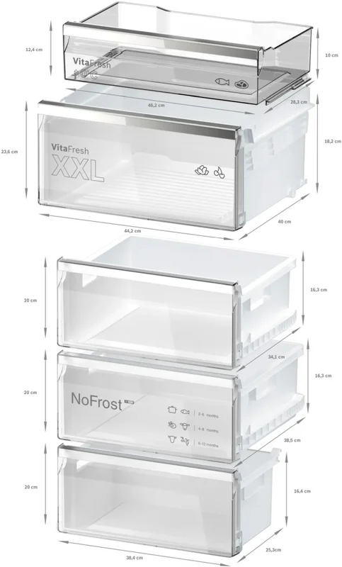 Bosch KGN39AIAU SER6, FS fridge-freezer, Total No Frost, A,  203/60/66.5cm, 363l(260+103), Super silent: 29dB, VitaFresh XXL, Stainless steel with fingerprint protection