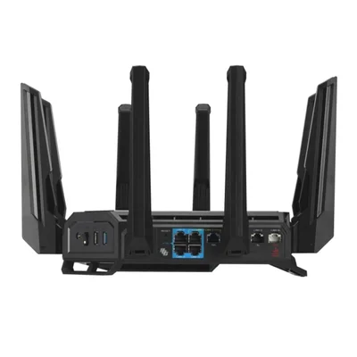 Asus Gaming Wireless Router, ROG Rapture GT-BE98, BE25000, Quad-Band, Quad-Core 2.6GHz CPU, 256MB/2GB Flash/RAM, 10G dual-port, 2.5G quad-port, AiProtection Pro, RangeBoost Plus, AiRadar TX, open NAT, VPN Fusion, multiple SSIDs, IPTV, RGB, AiMesh, Black