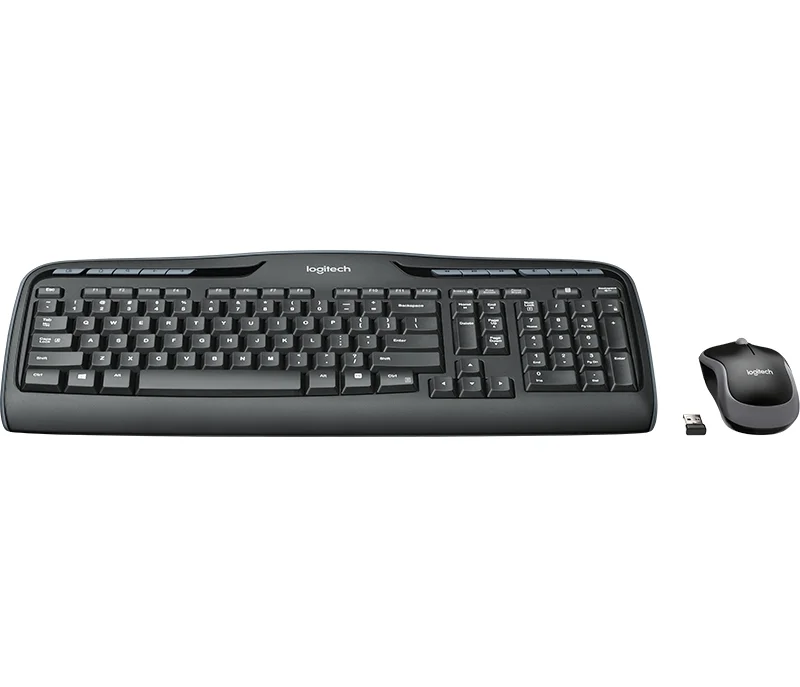 Комплект безжична клавиатура и мишка Logitech MK330, Черен, US International