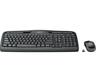 Комплект безжична клавиатура и мишка Logitech MK330, Черен, US International