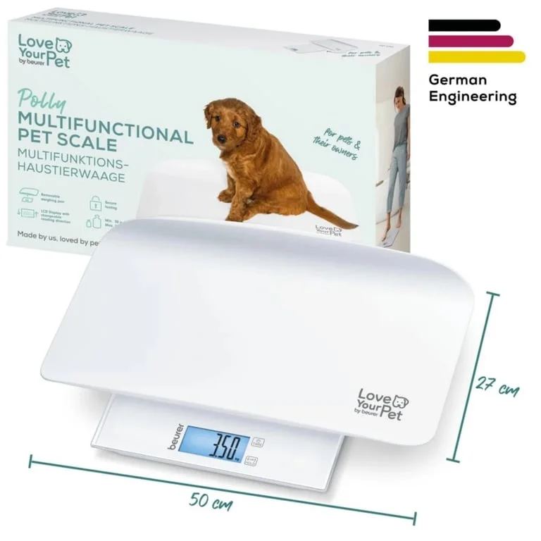 Beurer PP 170 Polly Multifunctional pet scale;Detailed graduation (10 g to 5 kg, 50 g to 50 kg, 100 g to 180 kg);Easy-to-read LCD display