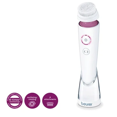 Електрическа четка за лице Beurer FC 95 Pureo Deep Cleansing, водоустойчива, 3 скорости, литиево-йонна батерия, 4 приставки
