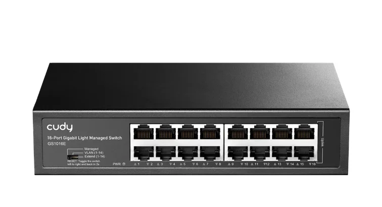 Cudy GS1016E 16-Port Gigabit Light Managed Switch, 16 Gigabit RJ45 Ports, Rack-mountable Steel Case