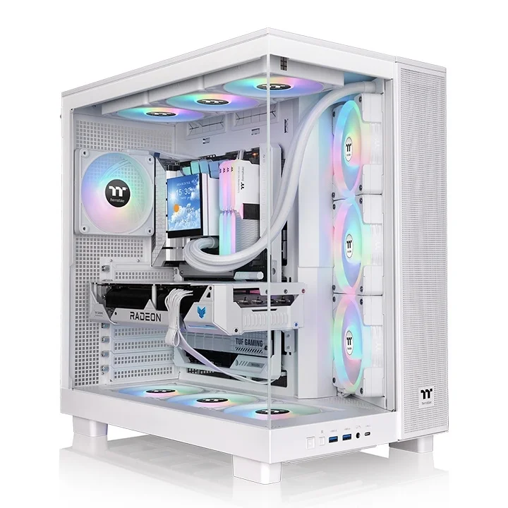 Thermaltake View 380 XL TG ARGB Snow + Thermaltake CT120 EX Reverse ARGB Sync PC Cooling Fan 3 Pack Magnetic Connect White