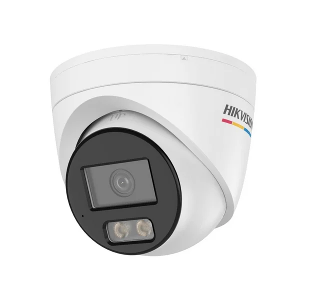 HikVision 4 MP ColorVu 3.0 Fixed Turret Network Camera, 2.8 mm, F1.0, IR, White Light up to 30m, H.265+, IP67, built-in microphone, 12Vdc/PoE 6W
