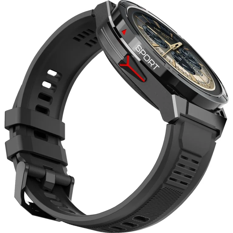 HiFuture Active Black Red, *1.43"  AMOLED, Dual Band GPS +Compass + Altimeter 466*466, Powered by Dual Core & Syntra AI, Bluetooth Call, 5ATM Waterproof, 24/7 True Heart Rate & Blood Oxygen Sensor, Up to 10 days daily use