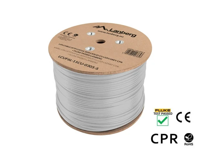 Lanberg LAN cable CAT.6a uftp 305m solid cu lszh grey cpr + fluke passed