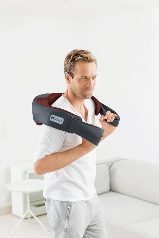 Масажор Beurer MG 151 3D Shiatsu за рамене, врат, гръб и крака, 8 въртящи се шиацу глави, функция топлина, 3 степени, автоматично изключване, сива