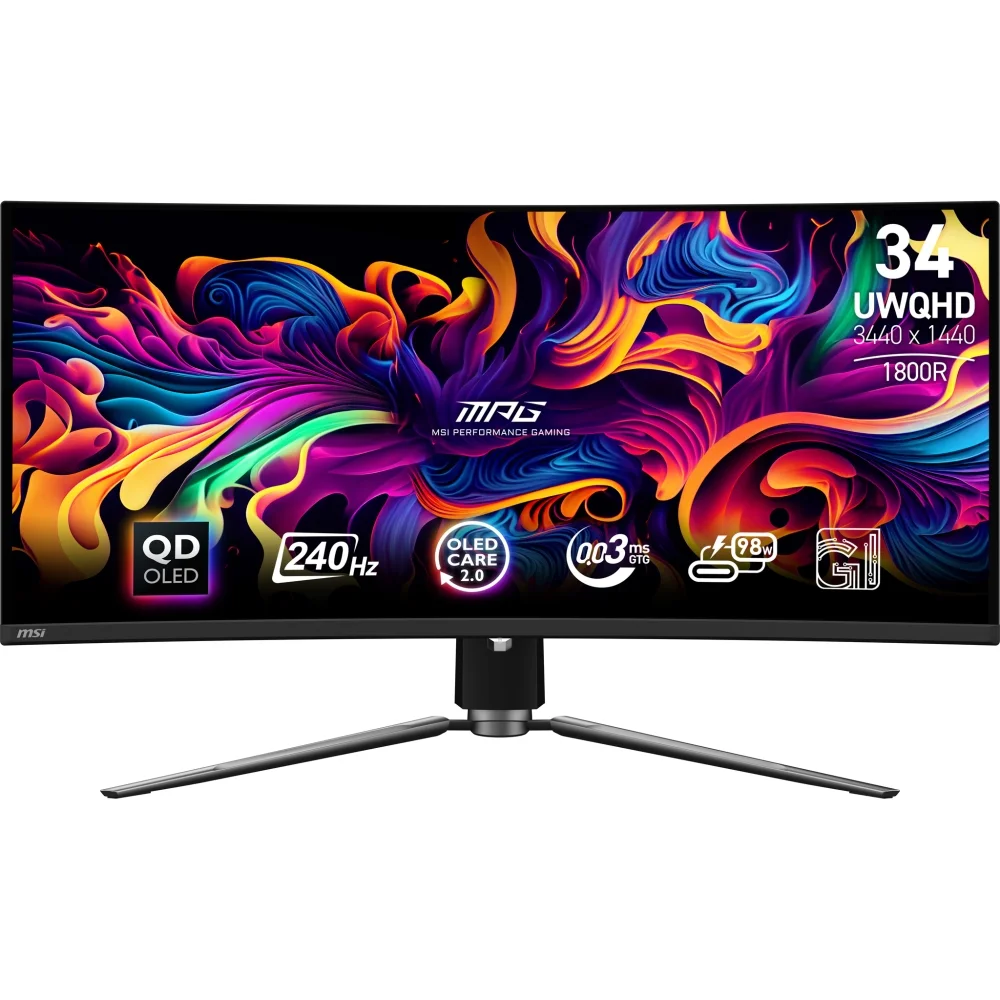 Монитор MSI MPG 341CQPX QD-OLED 34" QD-OLED, 3440x1440, 240Hz, 0.03ms, Curved 1800R, G-Sync
