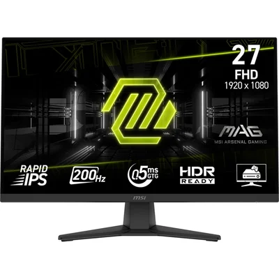 MSI MAG 272F Gaming Monitor, 27", 0.5ms, 200Hz Rapid IPS, 1920x1080, AMD FreeSync Premium, AI Vision, Console Mode, HDR Ready, 300nits AG, 1.07B, 1000:1, 100M:1, DP(1.2a), HDMI(2.0b), Headphone-out, Tilt, VESA 100, Internal PSU, Black, 3.9kg