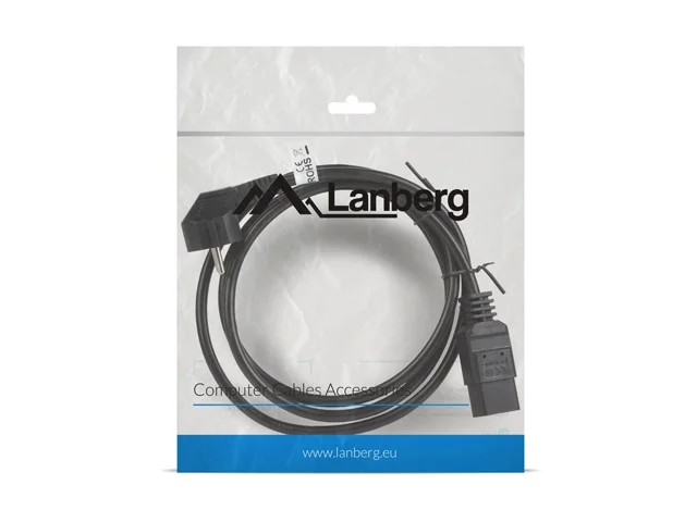 Захранващ кабел LANBERG – CEE 7/7 към IEC 320 C19, 1.8m, 16A, черен