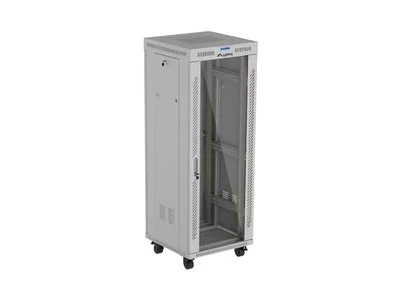 Комуникационен шкаф LANBERG – 32U/600x600, стоящ, 19", стъклена врата, сив