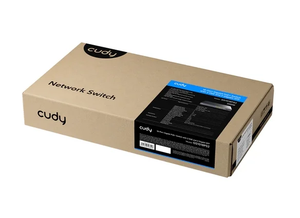Cudy GS1018PS2 16-Port Gigabit PoE+ Switch with 2 Uplink Gigabit Ports and 2 Gigabit SFP Slots 200W16-10/100/1000 BASE-T Gigabit ports, 2-Port 10/100/1000 BASE-T Gigabit Uplink ports, 2-1000 BASE-X SFP Slot, 16-port IEEE 802.3at PoE+ Injector