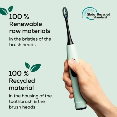 Beurer SC 50 peppermint Electric Sonic Toothbrush, up to 80,000 mov/min, 5 cleaning programs: Clean, Sensitive, Polish, Gum Care, Whiten, Pressure sensor , 2-min. timer, Incl. 2 toothbrush heads and magnetic charging plate, 22 days of battery life
